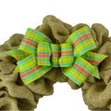 Spring Plaid Wreath Bow - Easter Wreath Embellishment for Making Your Own - Farmhouse Already Made Green Pink Turquoise - Pink Door Wreaths