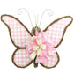 Spring Summer Butterfly Grapevine Wreath - Plaid Door Hanger Oversized Bow Jute Burlap Door Decor; Pink Brown White - Pink Door Wreaths