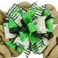 St. Patrick's Day Clover Black White Green Lantern Wreath Bow - Burlap Wreath Embellishment for Making Your Own - Layered Full Handmade Farmhouse Already Made - Pink Door Wreaths