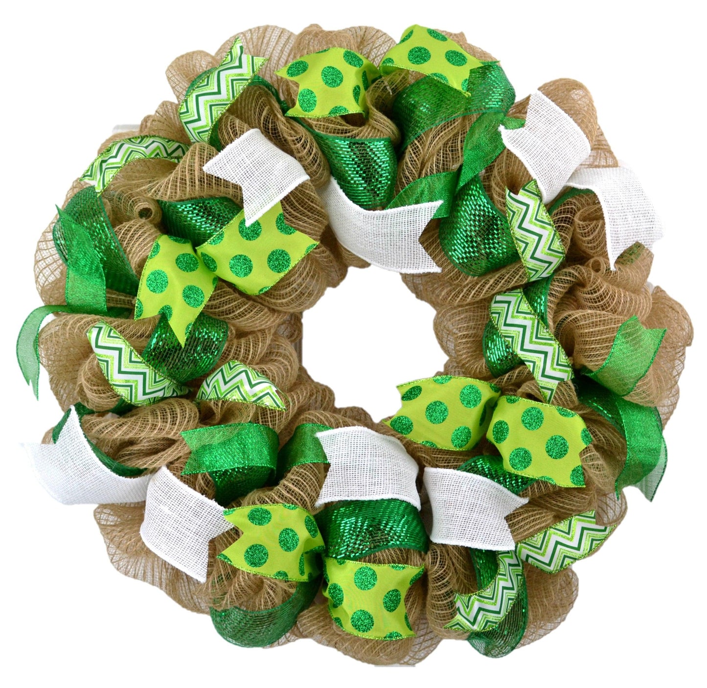 St. Patrick's Day Mesh Door Wreath - Saint Patricks Day Wreath - St Pattys Day Decor - Green Burlap Jute SP3 - Pink Door Wreaths