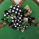 St Patricks Day Clover Wreath - Shamrock Grapevine Wreath - St. Patrick's Day Door Hanger Oversized Bow Polka Dot Burlap Door Decor; Green White Black - Pink Door Wreaths