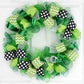 St. Patricks Mesh Door Wreath | Saint Patrick's Green Black White - Pink Door Wreaths