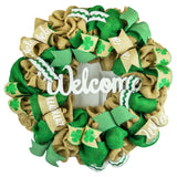 St Patricks Welcome Wreath - Saint Patrick's Porch Decor - Clover Door Decorations - Pink Door Wreaths