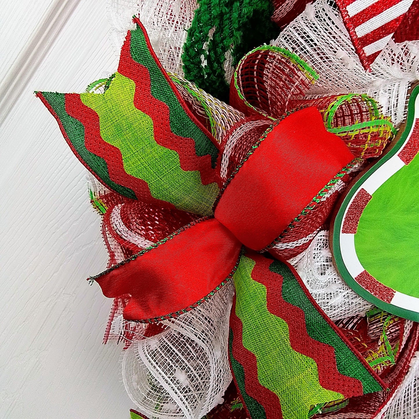 Stink Stank Stunk Christmas Wreath - Xmas Mesh Door Decor - Holiday Decorations - Red White Emerald Lime Green - Pink Door Wreaths