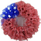 Striped American Flag Wreath | Fourth of July Mesh Front Door Wreath | Red White Blue - Pink Door Wreaths