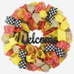 Summer Spring Welcome Deco Mesh Wreath | Black Red Yellow - Pink Door Wreaths