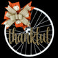 Thanksgiving Thankful Bike Rim Door Hanger - Farmhouse Round Front Porch Decor - White Burlap Orange Pumpkin Rustic Rust - Pink Door Wreaths