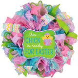 This Chick is Ready for Easter Door Wreath - Easter Door Decor - Blue Pink Purple Green - Pink Door Wreaths