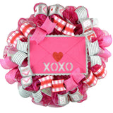 Valentine Love XOXO Wreath - Valentine's Day Decor - Envelope Mesh Door Wreath - Pink Door Wreaths