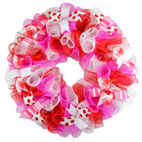 Valentine's Day Mesh Door Wreath | Red Pink White Purple - Pink Door Wreaths