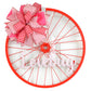 Valentines Bike Rim Door Hanger - Farmhouse Round Front Porch Decor - White Pink Red (Lovebug) - Pink Door Wreaths