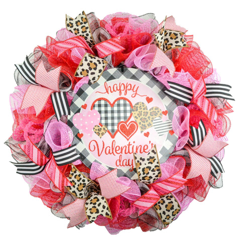 Valentine Wreath for Front Door. Animal Print Valentines Day Wreath. Heart  Wreath. Valentines Day Gift. Valentines Day Decor. 