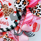 Valentines Wreaths - Animal Print Heart Valentine's Day Decor - Happy Valentines Day Mesh Door Wreath - Valentine Wreath - Red Pink Black Brown - Pink Door Wreaths