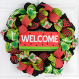 Watermelon Door Wreath - Summer Door Decor - Sweet Summertime - Red Lime Green Black - Pink Door Wreaths