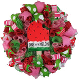 Watermelon Summer Door Wreath - Spring Door Decor - One in a Melon - Pink Lime Green Red White - Pink Door Wreaths