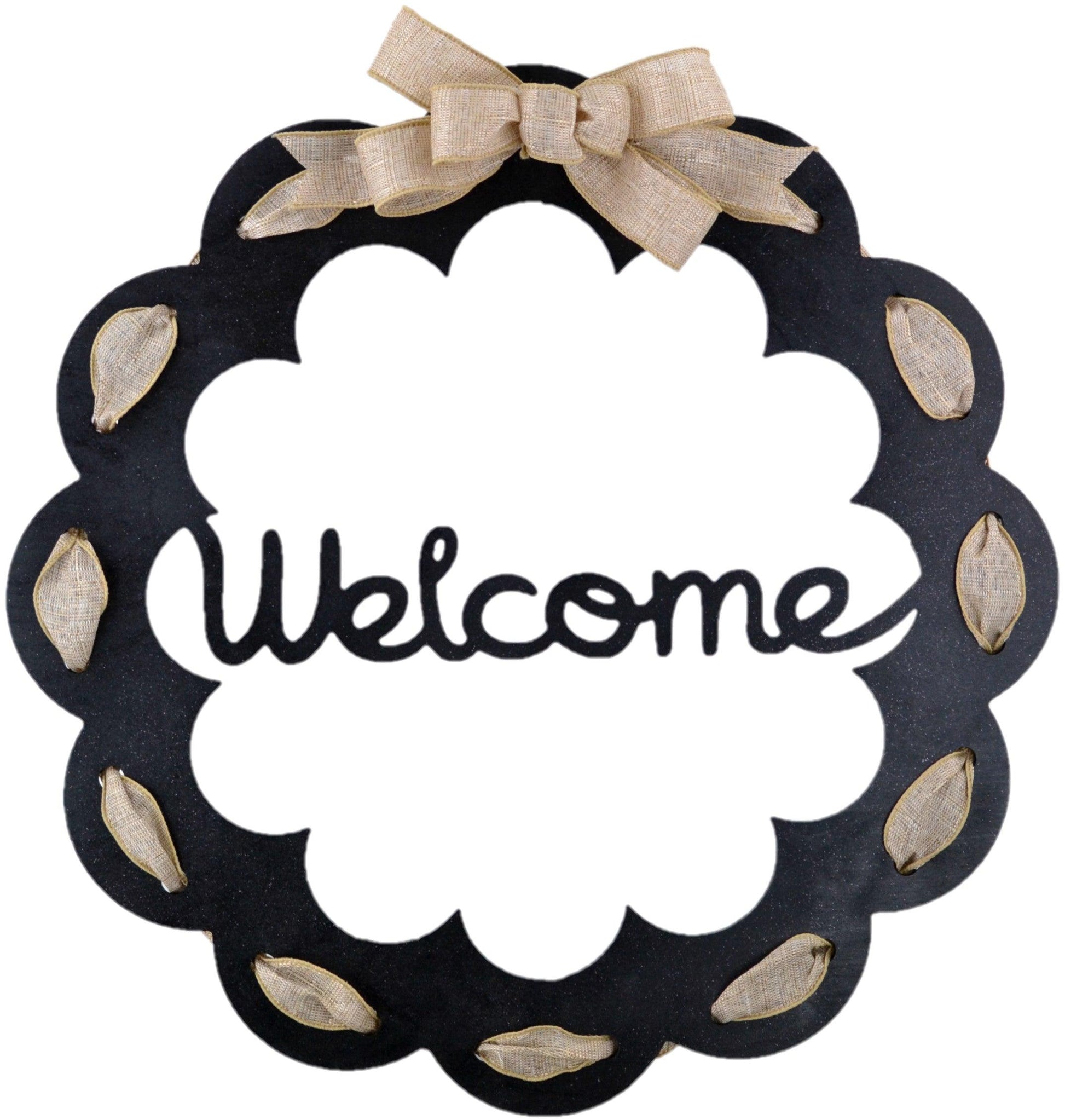 Welcome Door Wreath | Scalloped Door Hanger | Many Color Choices! - Pink Door Wreaths