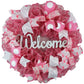 Welcome Flamingo Wreath - Summer Spring Front Door Decor - Beach Decoration - Pink White - Pink Door Wreaths