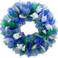 Winter Mesh Front Door Wreath | Hanukkah Wreath | Blue Green White Silver - Pink Door Wreaths