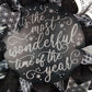 Winter Wreath - It's the Most Wonderful Time of the Year Christmas Mesh Outdoor Front Door Wreath; White Black Grey Silver - Pink Door Wreaths