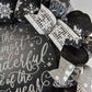 Winter Wreath - It's the Most Wonderful Time of the Year Christmas Mesh Outdoor Front Door Wreath; White Black Grey Silver - Pink Door Wreaths