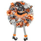 Witch Hat and Legs Halloween Wreath - Whimsical Fun Front Door Decor - Orange Black White - Pink Door Wreaths