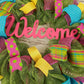 Wreath for Summer | Spring Welcome Wreath | Outdoor Front Door Wreath | Pink Yellow Green Turquoise  - Pink Door Wreaths