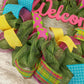 Wreath for Summer | Spring Welcome Wreath | Outdoor Front Door Wreath | Pink Yellow Green Turquoise  - Pink Door Wreaths