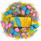 Yellow Flip Flop Wreath - Spring Summer Welcome Deco Mesh Wreath - Pink Turquoise - Pink Door Wreaths